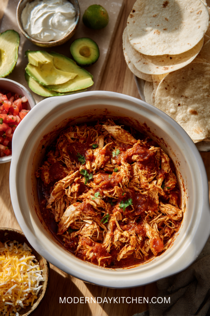 Lazy Crockpot Chicken Tacos