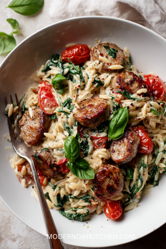 Creamy Chicken Sausage Orzo