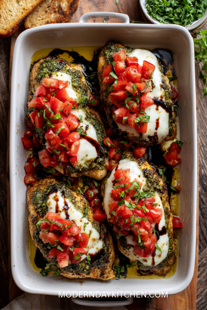 Pesto Bruschetta Chicken (Baked Version)