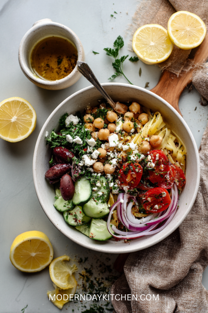 Simple High-Protein Chickpea Pasta Salad
