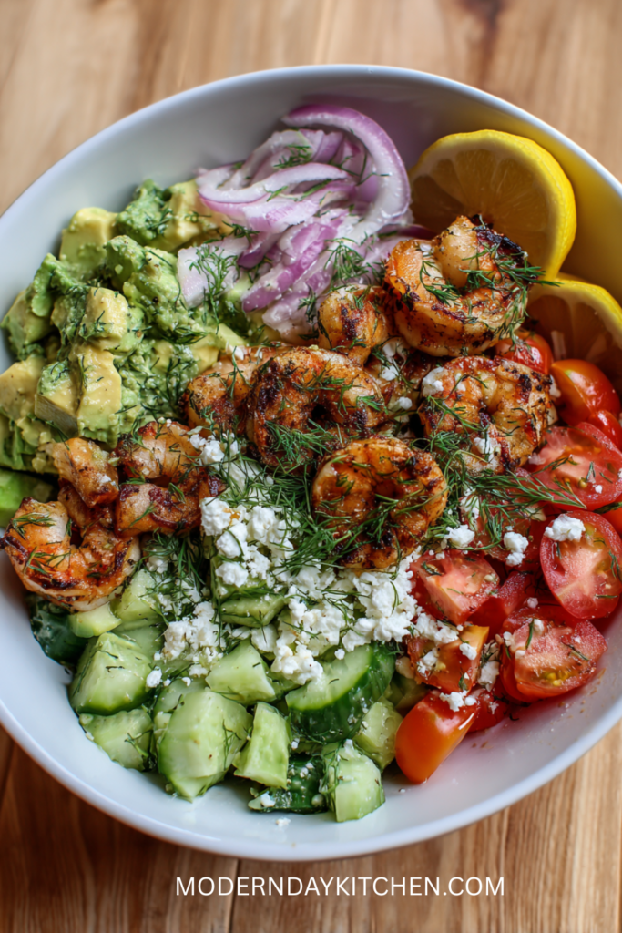 Mediterranean Avocado Shrimp Salad