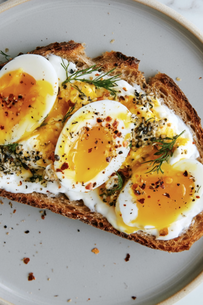 Smashed Egg Toast with Yogurt