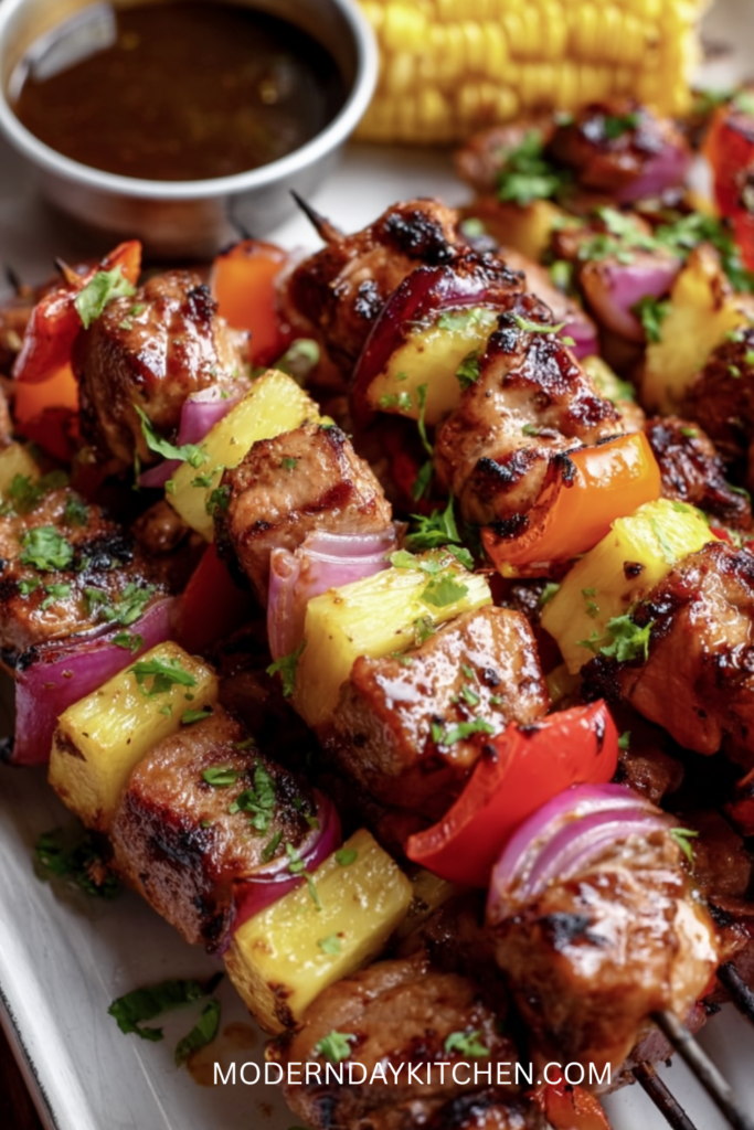 Pineapple BBQ Pork Skewers