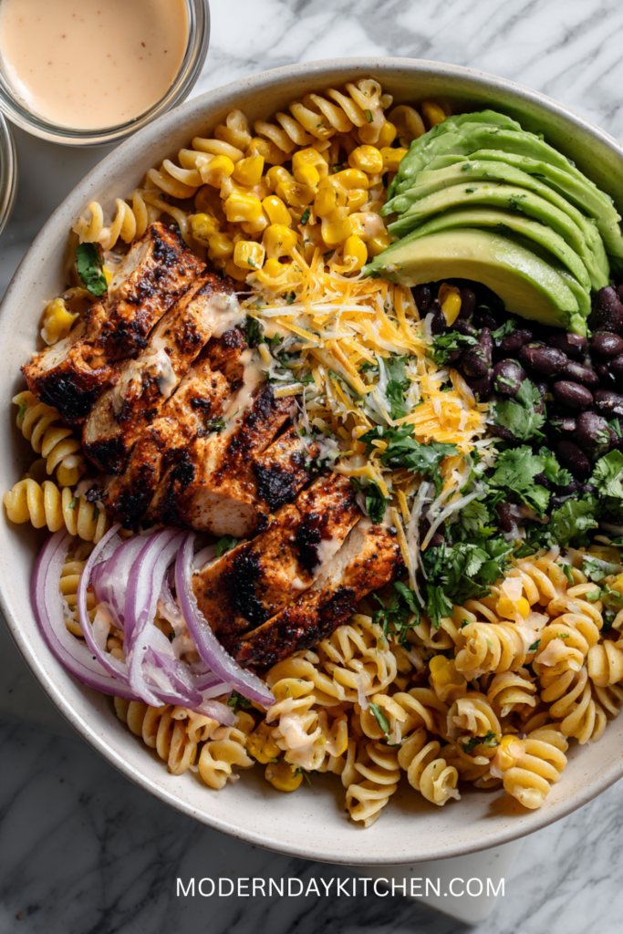High-Protein BBQ Chicken Pasta Salad