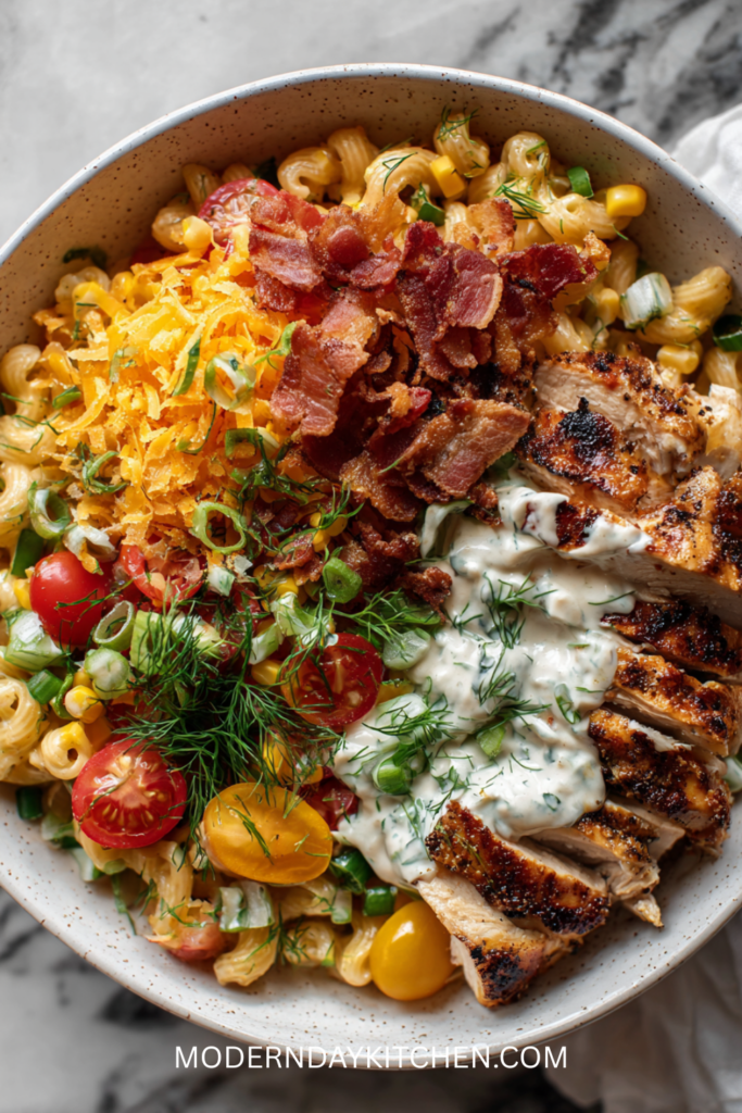 Chicken Bacon Ranch High-Protein Pasta Salad