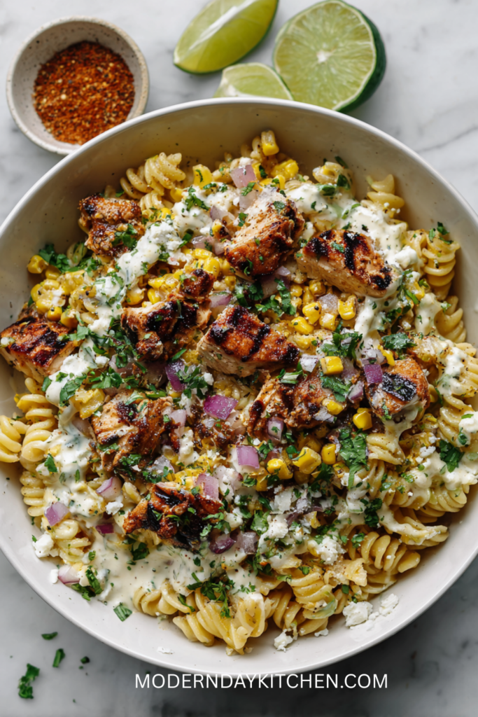Healthy Street Corn Pasta Salad - Mexican Food