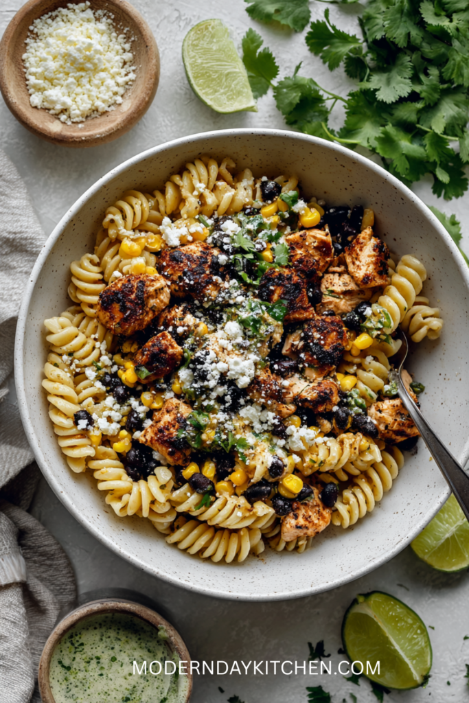 High-Protein Street Corn Chicken Pasta Salad (Gluten-Free)