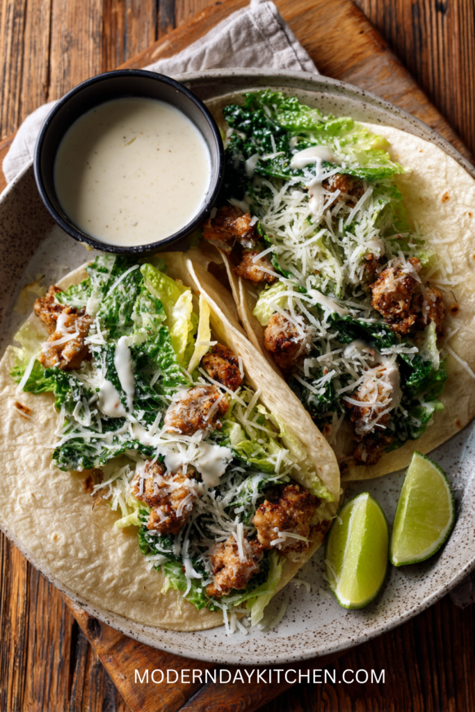 Smash Chicken Caesar Tacos