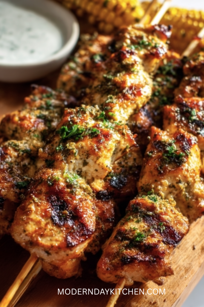 Ranch Garlic Parmesan Chicken Skewers