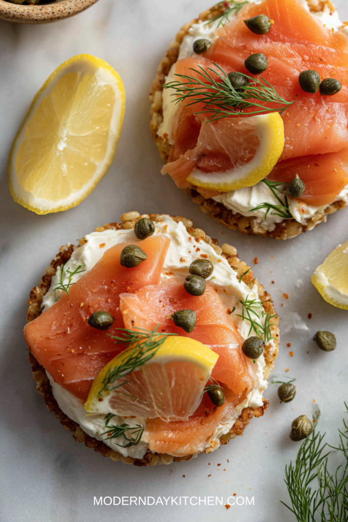 Smoked Salmon and Cream Cheese Rice Cakes