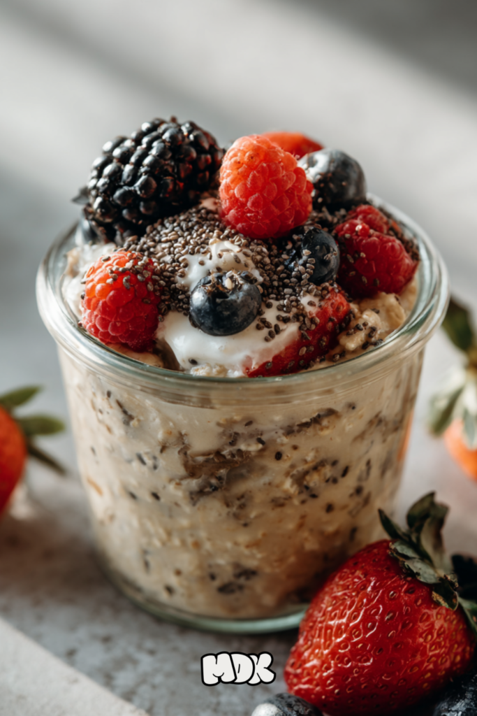 Overnight Oats with Chia Seeds and Yogurt